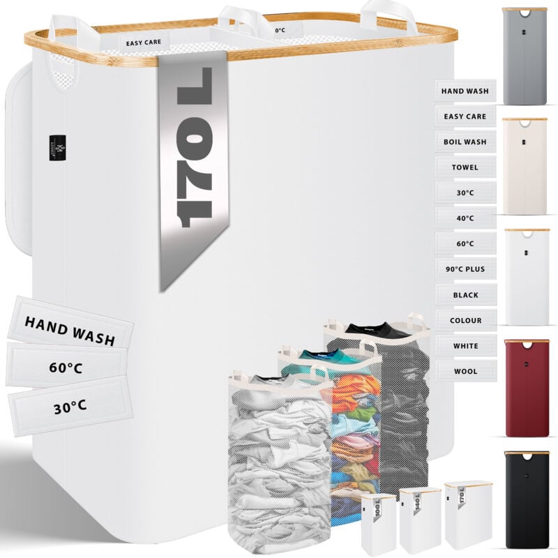 Panier à linge pliable avec couvercle Coffre à linge Tonneau à linge Collecteur de linge avec sacs à linge amovibles Laundry Baskets Trieur de linge