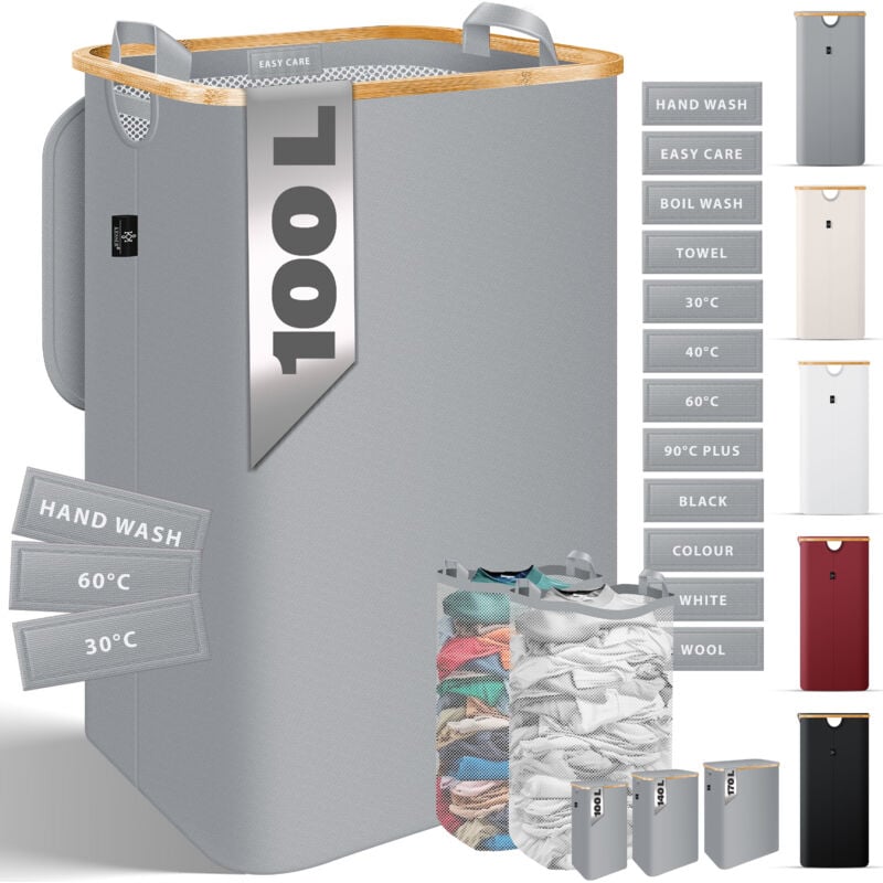 Panier à linge avec couvercle pliable Coffre à linge Coffre à linge Collecteur de linge avec sacs à linge amovibles Laundry Baskets Trieur de linge