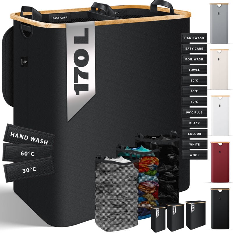 Panier à linge avec couvercle pliable Coffre à linge Coffre à linge Collecteur de linge avec sacs à linge amovibles Laundry Baskets Trieur de linge