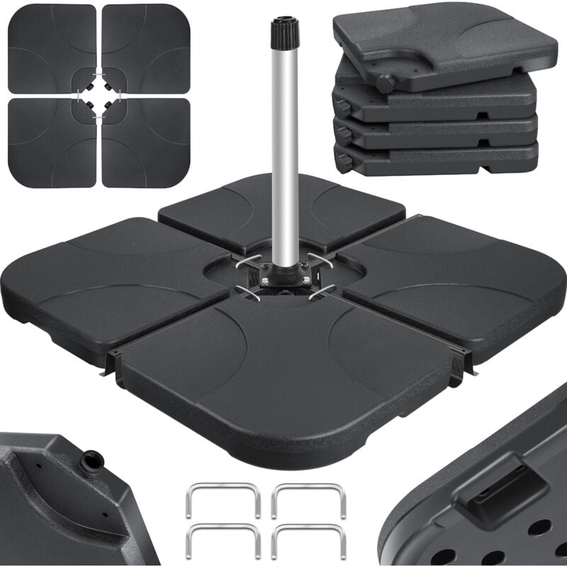 Kesser - Pied de parasol en 4 parties Poids du parasol, croix au sol 60 litres / 80 kg - à remplir d'eau ou de sable, avec raccords métalliques,
