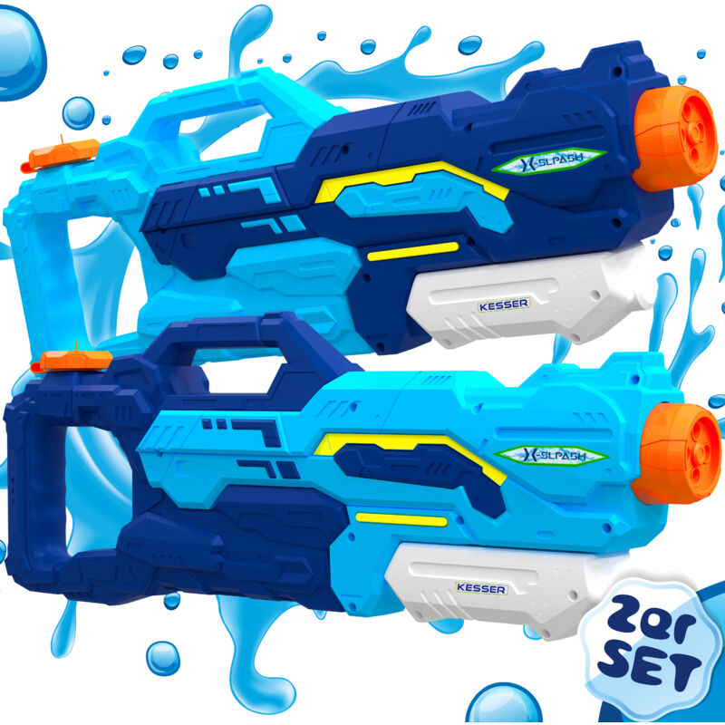 Kesser - Pistolet à eau Set de 2 pistolets à eau Portée d'arrosage 10-11 mètres Contenance 1500ml Plaisir de l'eau Plage Jouets d'extérieur Bleu /