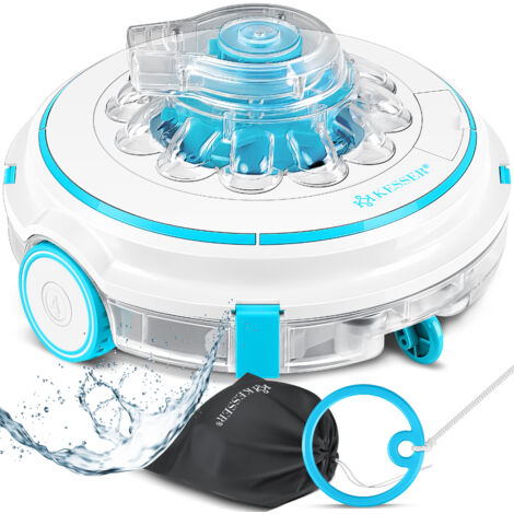 KESSER® Poolroboter, Poolreiniger Akku Aqua-9000 inkl. Transporttasche, Pool Roboter für bis 80m² Pools, Li-Ion Akku max. 75 min, Kabellos Poolsauger, Türkis