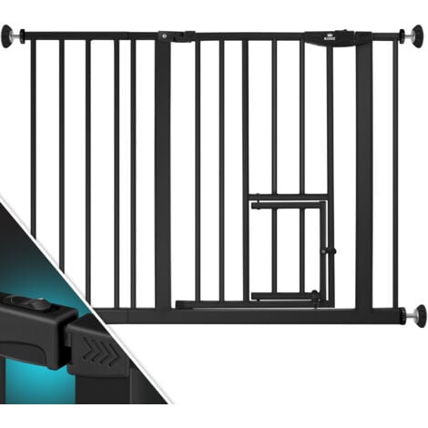 KESSER porta di sicurezza cancello di sbarramento cancello per scale cancello per bambini con porta per cani e gatti animali domestici senza foratura estensibile combinabile nero / 102-115 cm