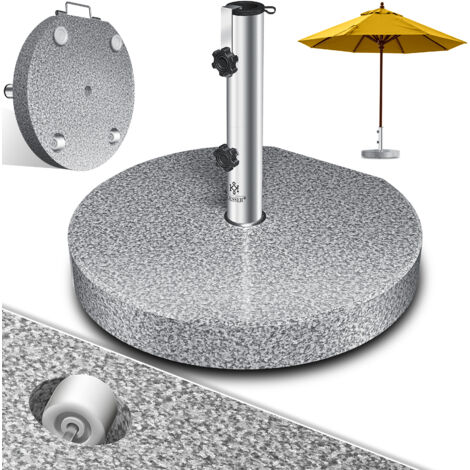 KESSER® Portaombrelli in granito con tubo in acciaio inox Base per portaombrelli di alta qualità 30KG - per aste di ombrelloni fino a 16-48 mm Maniglia di trasporto inclusa Grigio / Rotondo