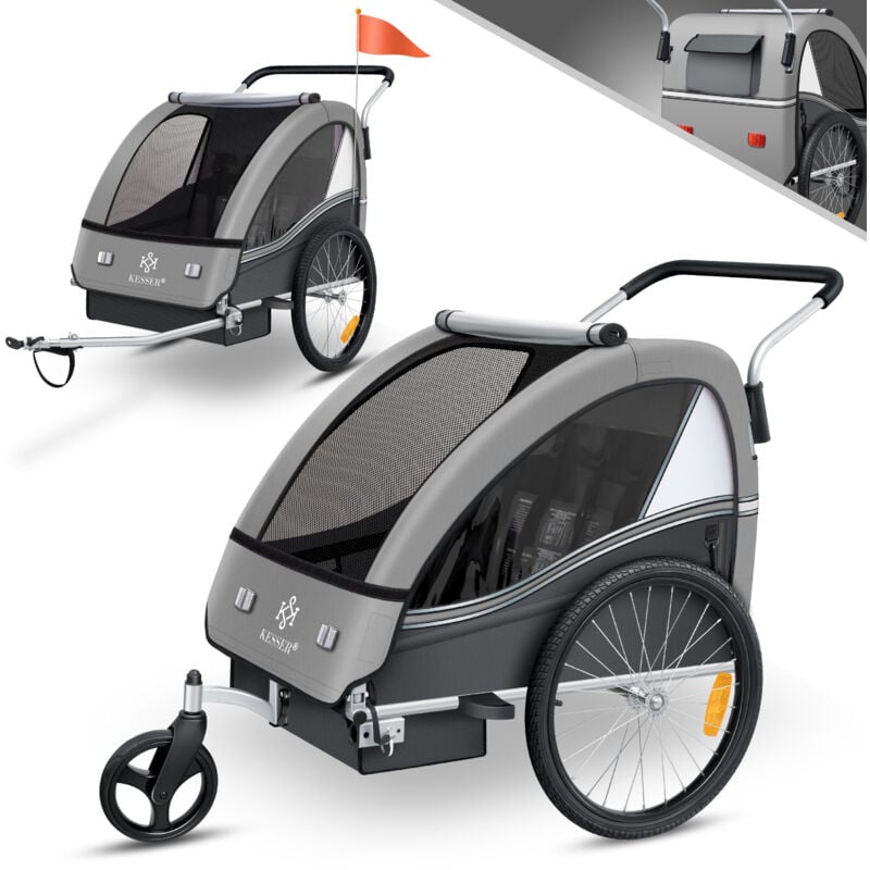 Kesser - Remorque pour enfants Remorque vélo Sport-RX 2 en 1 fonction jogger Remorque vélo pour enfants + ceinture de sécurité 5 points 360° roue