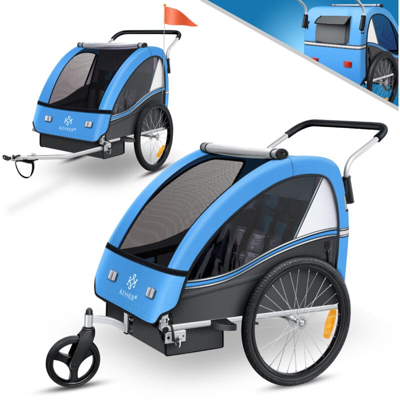 Kesser - Remorque pour enfants Remorque vélo Sport-RX 2 en 1 fonction jogger Remorque vélo pour enfants + ceinture de sécurité 5 points 360° roue