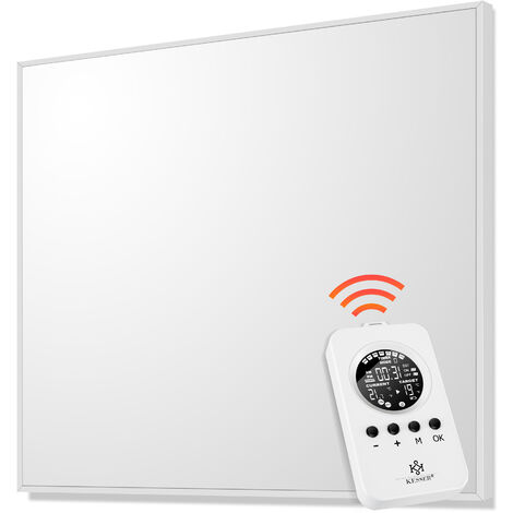 KESSER® Riscaldatore a infrarossi con termostato Riscaldatore a infrarossi Riscaldatore elettrico Riscaldamento a infrarossi Riscaldamento a parete - 28 diversi programmi di routine, Radiatore Pannell - Weiß - Mit integriertem Steckdosenthermostat (de)