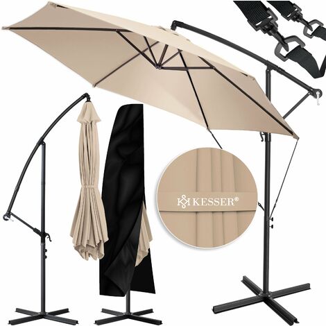 KESSER® Sombrilla de aluminio Ø 300-350 cm con mecanismo de manivela Protección UV Aluminio Cubierta repelente al agua, sombrilla de jardín, sombrilla de mercado 300cm (de), Beige (de)