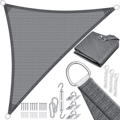 KESSER® Sonnensegel Sonnenschutz Windschutz HDPE Gewebe wasserabweisend & windabweisend 5-Fach quer vernäht robust & stabil Schattenspender Dreieck / Grau / 2.5x2.5x3.5m