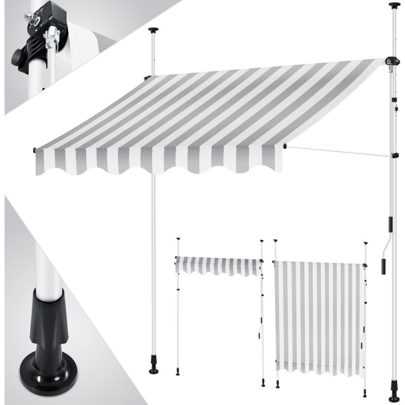 Store à pince avec manivelle balcon Store balcon sans percer UV-résistant réglable en hauteur hydrofuge Protection solaire Abri de terrasse 300cm /