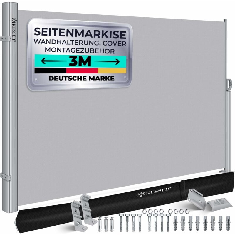 Store latéral en aluminium extensible & opaque Paravent de jardin & coupe-vent avec enrouleur automatique pour balcon & terrasse Store latéral avec