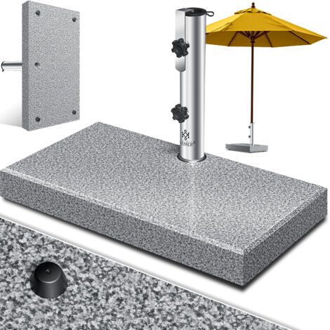KESSER® Supporto per ombrellone in granito con tubo in acciaio inox  Base per ombrellone di alta qualità da 30 kg - per aste di ombrelloni fino a 16-48 mm  Maniglia di trasporto inclusa  Grigio / rett