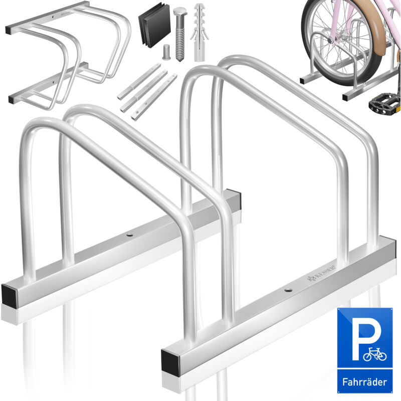 KESSER® Supports à vélos pour panneau de parking inclus Supports multiples avec 37cm d'écart entre les roues pour une largeur de pneus de 30-65mm