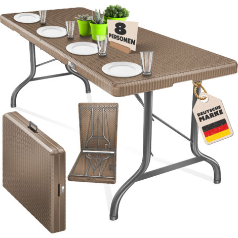 Table Pliante De Buffet 183x76 Cm – Plastique HDPE, Structure Acier, 8 Personnes, Couleur Anthracite
