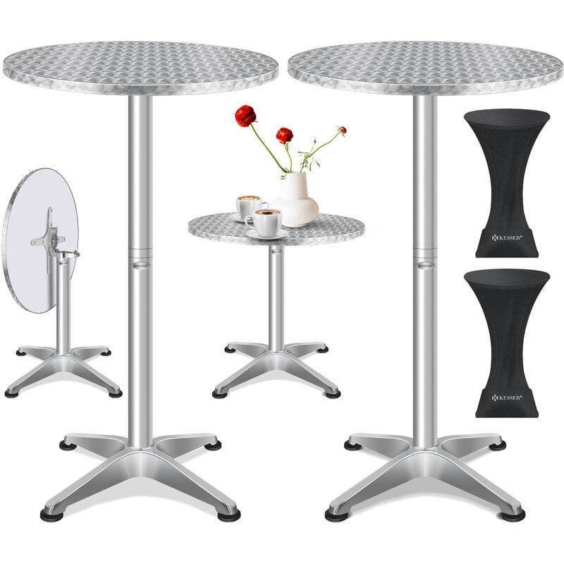 kesser - 2in1 table haute pliante table de bistrot aluminium plateau inox hauteur réglable 70cm / 115cm table de fête table in & outdoor mariage