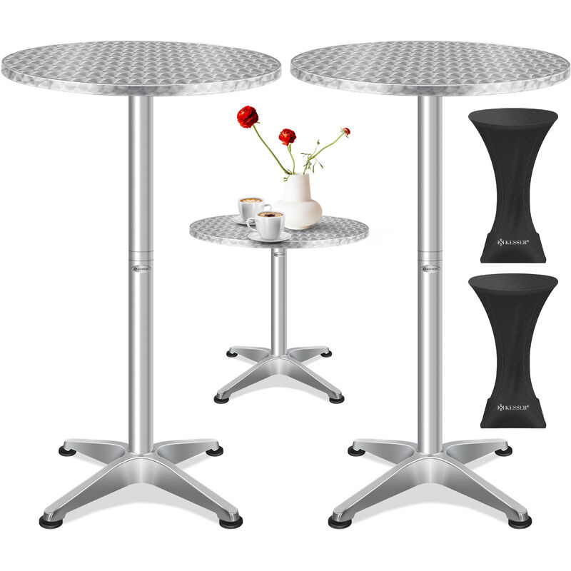 kesser® 2in1 table haute table de bistrot aluminium plateau inox réglable en hauteur 70cm / 115cm table de fête table in & outdoor mariage réception