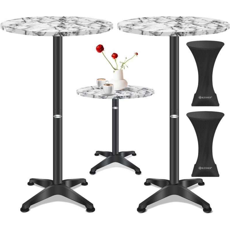 Kesser - 2in1 table haute table de bistrot aluminium plateau inox réglable en hauteur 70cm / 115cm table de fête In & Outdoor mariage réception
