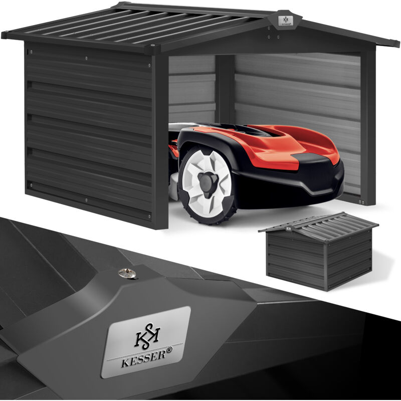 Gardebruk Garage per Robot Tosaerba 89x90x54cm Casetta in Metallo per Tagliaerba Antipioggia Antiraggi UV Tetto Pieghevole