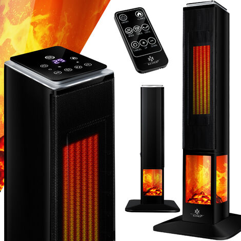 KESSER® Torre de Calefacción Radiante Calentador de Pie Infrarrojo con Control Remoto Temporizador Efecto Chimenea, Torre de Calefacción Cerámica Ventilador Calentador de Pie de Chimenea Oscilante Gra
