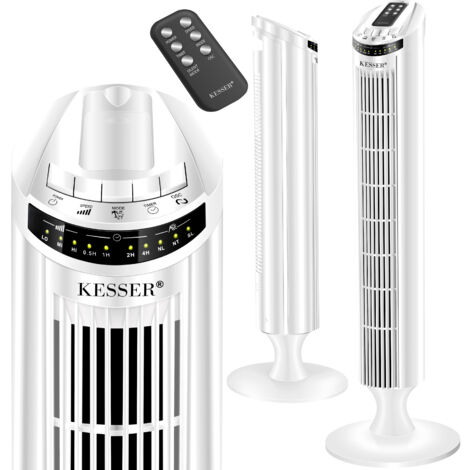 KESSER Torre Ventilador CONTROL REMOTO Ventilador Pantalla LED Pedestal Ventilador Aire Acondicionado  Blanco