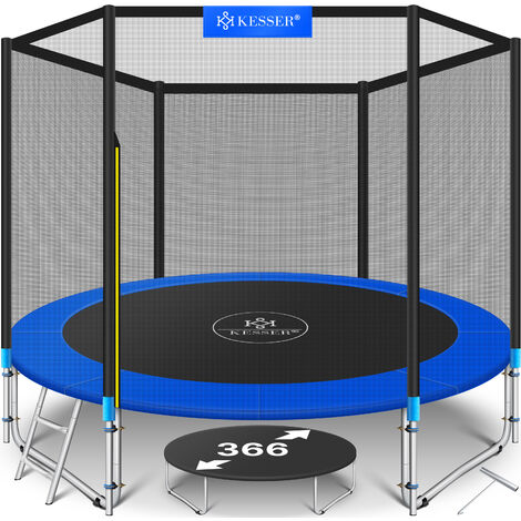 KESSER® - Trampoline Certifié TÜV SÜD GS Ensemble complet avec filet de sécurité, échelle, couverture de cadre et accessoires Trampoline pour enfants trampoline de jardin Capacité de charge 150 kg