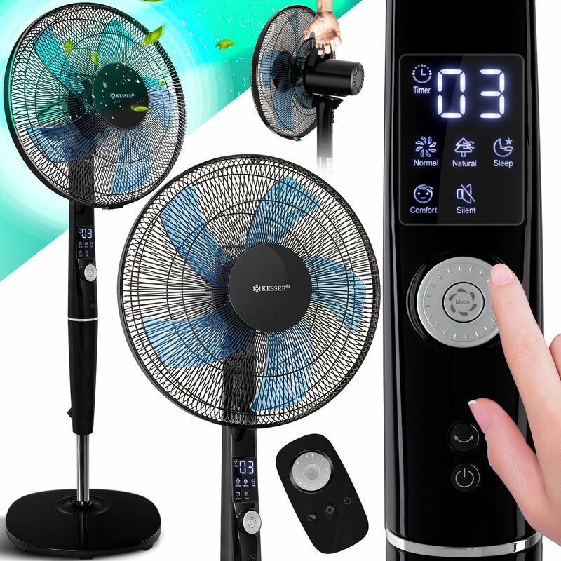 Image of KESSER® Ventilatore a piantana con telecomando e display Led - timer 12 velocità - oscillazione silenziosa 80 gradi - ventola regolabile in altezza