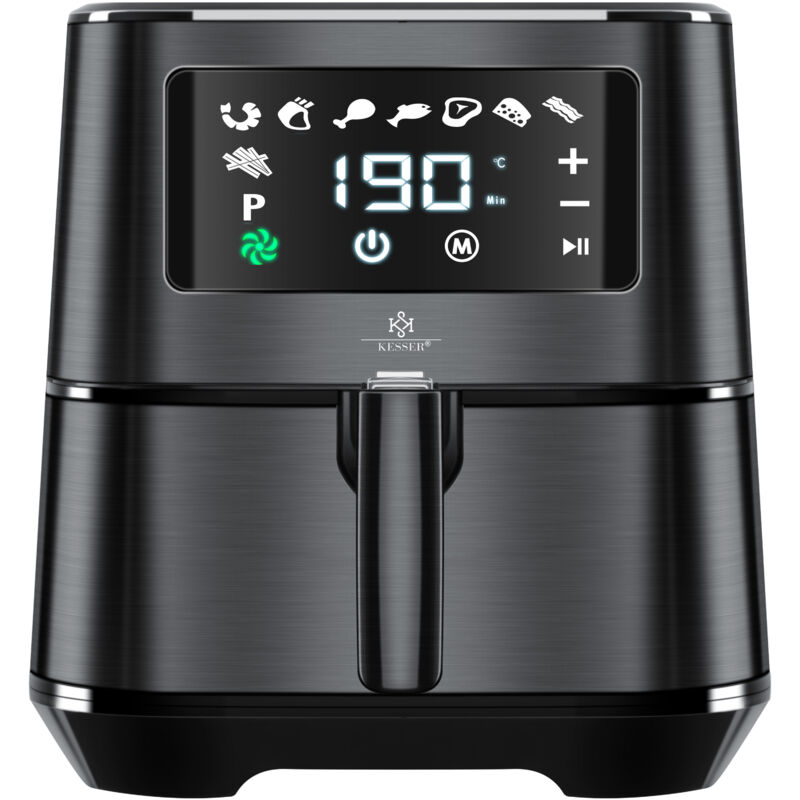 Kesser - xxl 5.5 litres Friteuse à air chaud Acier inoxydable Corbeille à pain incluse Friteuse 1700W Friteuse Airfryer Touch Display 8 programmes