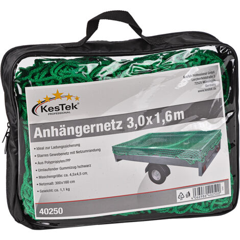 Kestek Anhängernetz Gepäcknetz Abdecknetz 1,6 x 3 m grün zur Ladungssicherung