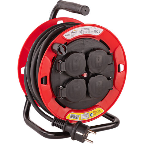 Kestek Kabelrolle Außen Kabeltrommel 10 Meter 4 Steckdosen H05RR-F 3G1,5mm² IP44