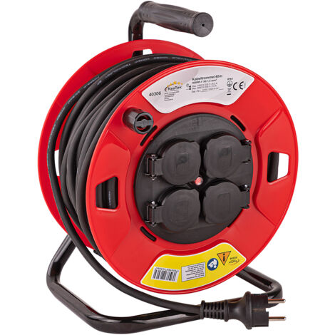 Kestek Kabelrolle Außen Kabeltrommel 40 Meter 4 Steckdosen H05RR-F 3G1,5mm² IP44