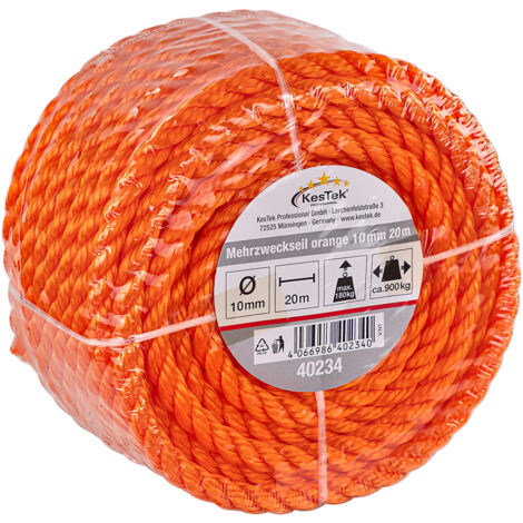 Kestek Mehrzweckseil orange 10 mm Robustes Seil 20 m für vielseitige Anwendungen