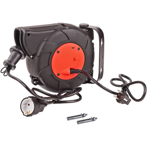 Kestek Wand Kabeltrommel mit Automatik Kabelrolle Kabelbox H05VV-F 3G1,5mm² 10m