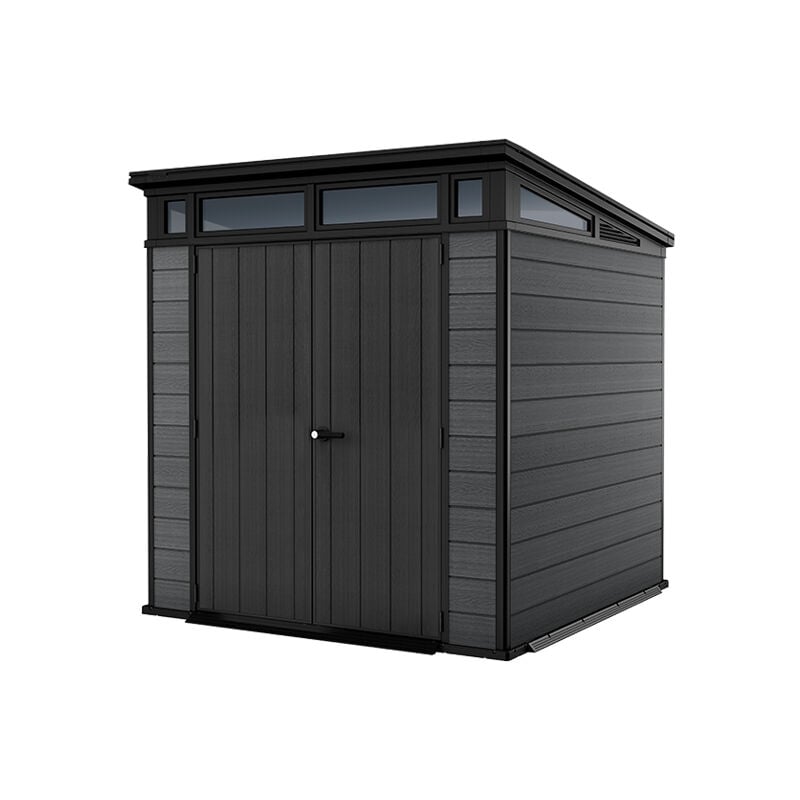 Abri de jardin Cortina 77 , rangement durable en résine de style bois résistant, Gris - 4,5 m² - 214x218x226 cm - Keter