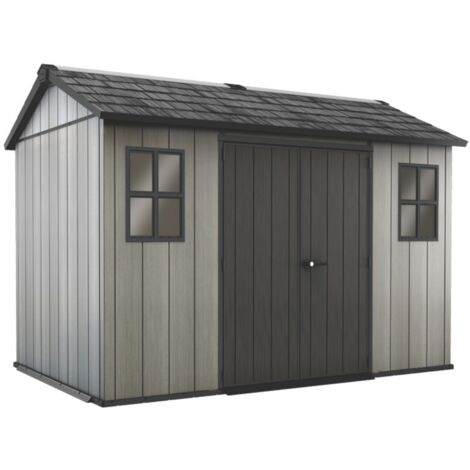 Keter – Abri de jardin en résine 350x229x254 cm – Surface 8,02 m² – Double paroi avec armature acier – Résistance vent 105 km/h