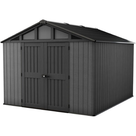 Keter – Abri de jardin résine 12,5 m² – Portes extra-larges 152,5 cm – Matériaux Evotech résistant aux intempéries – Structure renforcée en acier