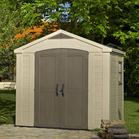 Keter – Abri de jardin en résine 4,7 m² – Dimensions 257 x 182 x 243 cm – Double porte verrouillable – Résistance au vent jusqu'à 75 km/h