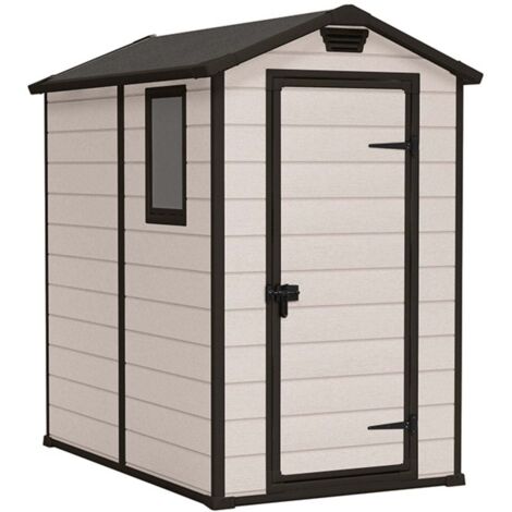 Keter – Abri de jardin résine 130x192x198 cm – Résistant aux intempéries et aux UV – Plancher inclus pour protection optimale – Design effet bois