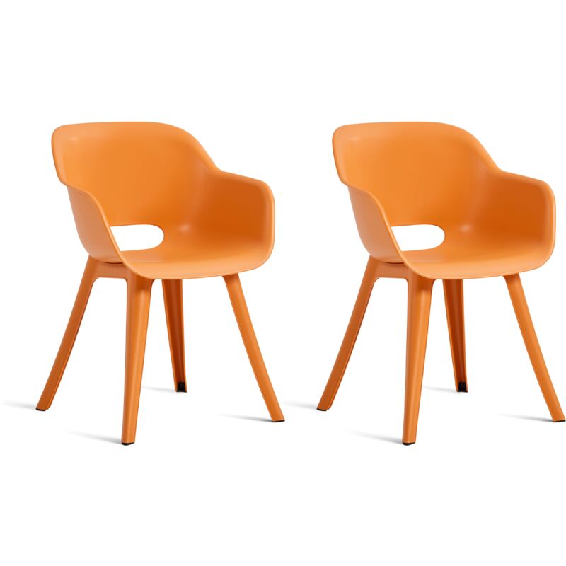 Keter Akola Gartenstuhl - 2 Stück - 55x56.5x80cm - Kunststoff - Orange - Schalenstuhl Mit Ikonischen Design - Wetterbeständig - Einfach Zu Montieren