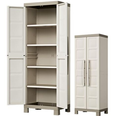 Armadio in resina Keter Excellence 4 ripiani 65x45x182 cm – Colore beige/tortora – Serratura per maggiore sicurezza