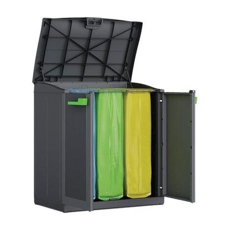 Keter armadio portarifiuti moby in resina due posti 110 litri cm.90x55x100