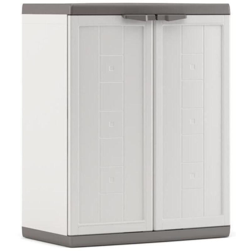 KETER Armoire basse JOLLY Blanc et Gris 68 x 39 x 85 cm KET8013183115982