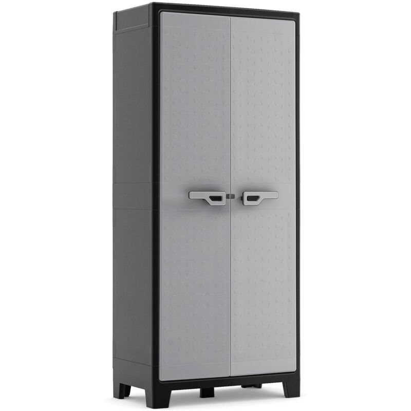 Keter – Armoire d'atelier étanche 80x44x182 cm – Polypropylène recyclable – Charnières en métal – Résistance aux intempéries – 8 étagères réglables
