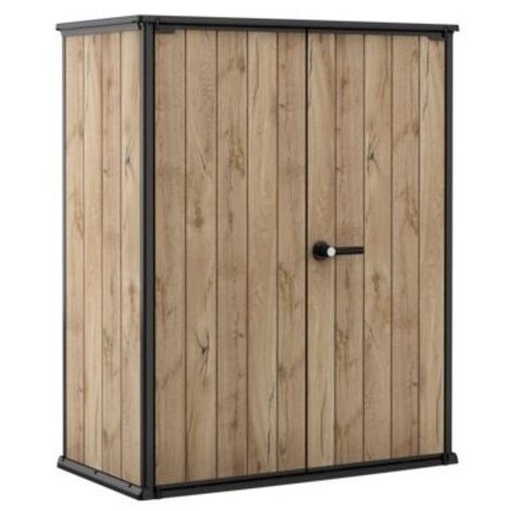 Keter – Armoire de jardin 1400L – Résine haute qualité – Dimensions 140x74x170 cm – Aspect bois – 2 étagères pour rangement optimisé