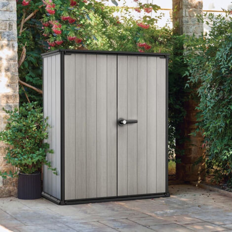 Keter – Armoire de jardin haute en résine 1400L – Dimensions 140x73,6x170,4 cm – Double paroi avec armature en acier – Résistante aux intempéries