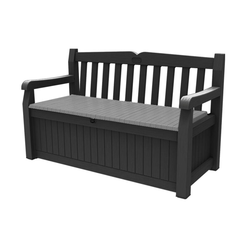 Keter Banc de jardin eden avec Coffre de rangement en resine, résistant, verrouillable, Anthracite - 265L - 140x60 x84 cm