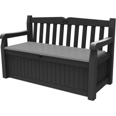 TEPRO Keter Banc de jardin avec Coffre de rangement en resine texturée résistant aux intempéries, banc de rangement verrouillable, Anthracite - 265L - 140x60 x84 cm