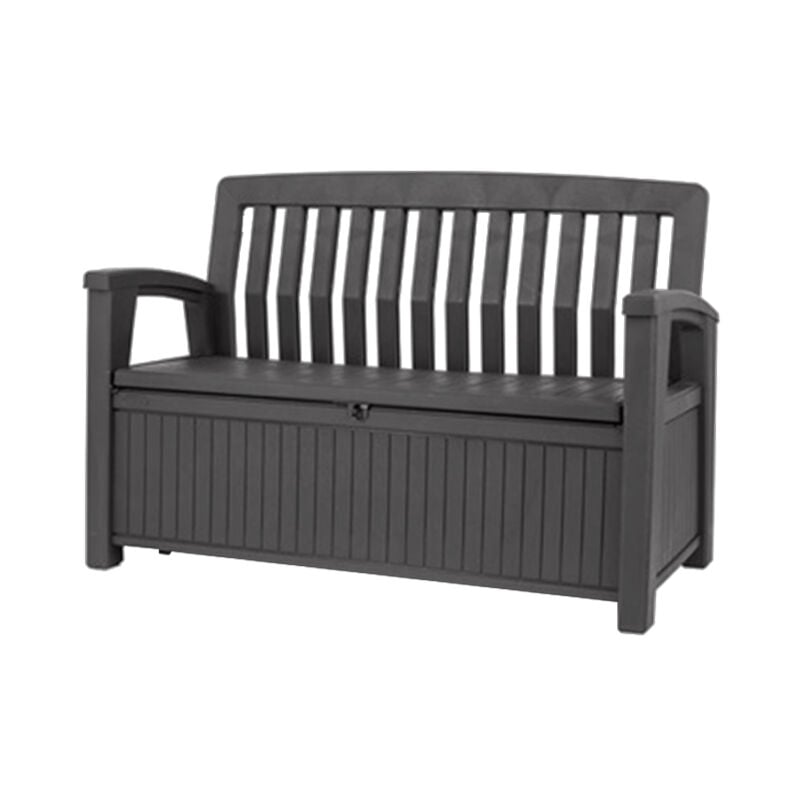 Banc de jardin avec Coffre de rangement en resine résistant aux intempéries, verrouillable, Graphite - 227L - 132x61.2x89 cm - Keter