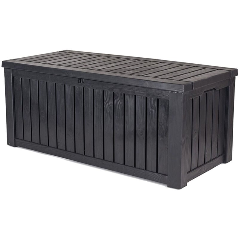 Coffre de rangement Rockwood en Résine, durable et résistante aux intempéries, Graphite, 570L - 155x72.4x64.4 cm - Keter