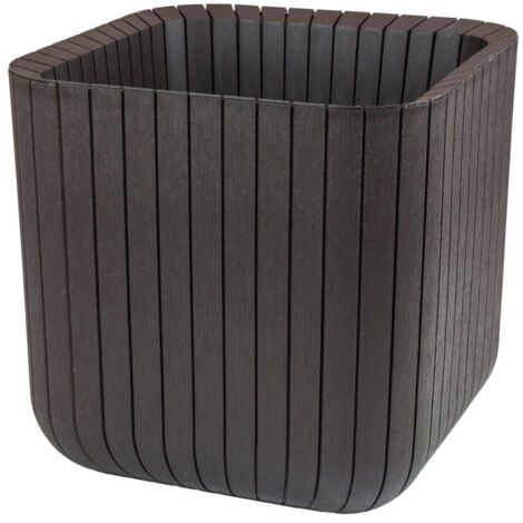 Keter – Cache-pot en résine imitant le bois 39,5 cm – Capacité 50,5 L – Pour intérieur et extérieur – Facile d'entretien