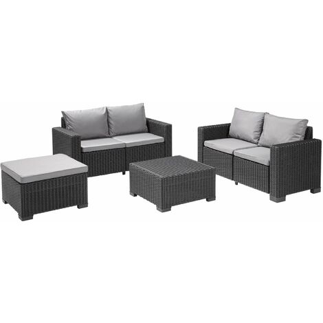 Keter California Double 2 Seat Sofa Set And Table Graphite